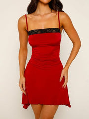 Lace Detail Backless Mini Cami Dress.