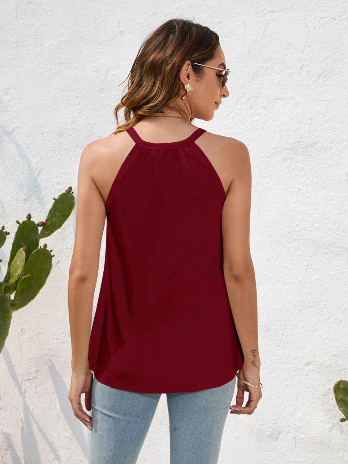 Lace detail Grecian neck cami.
