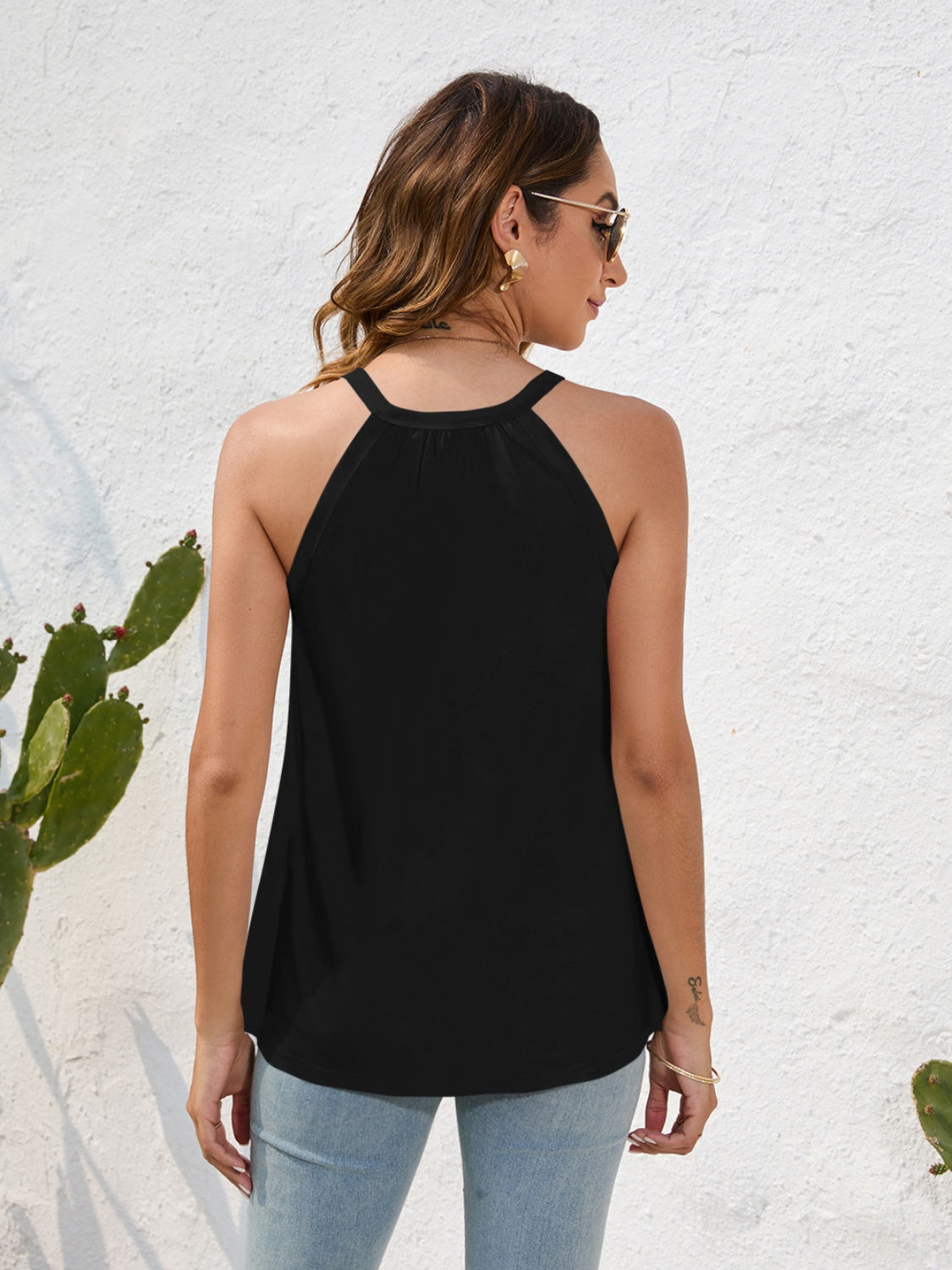 Lace detail Grecian neck cami.