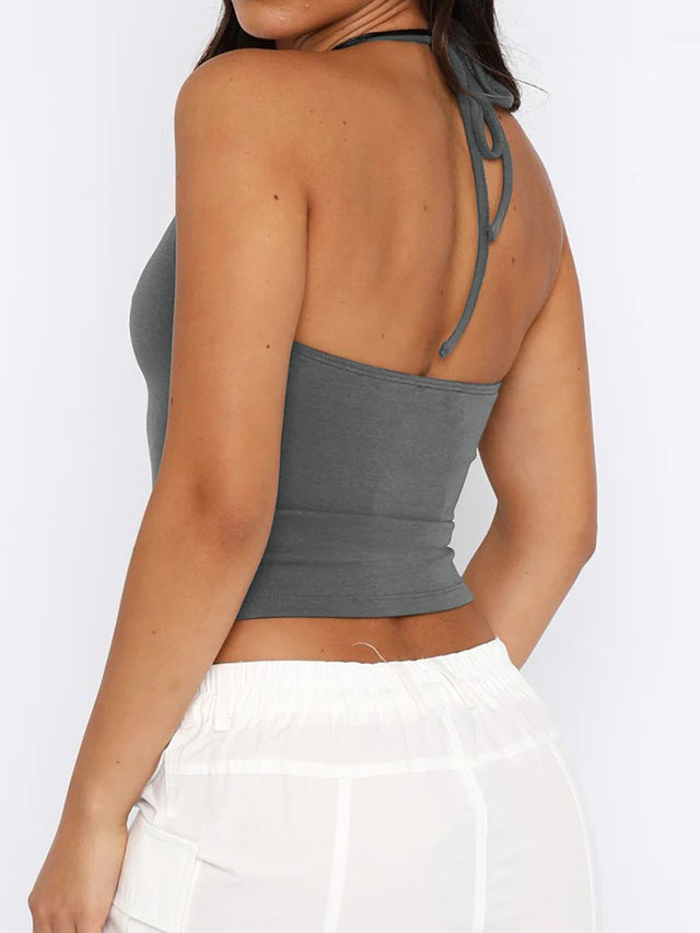 Lace detail halter neck cami.