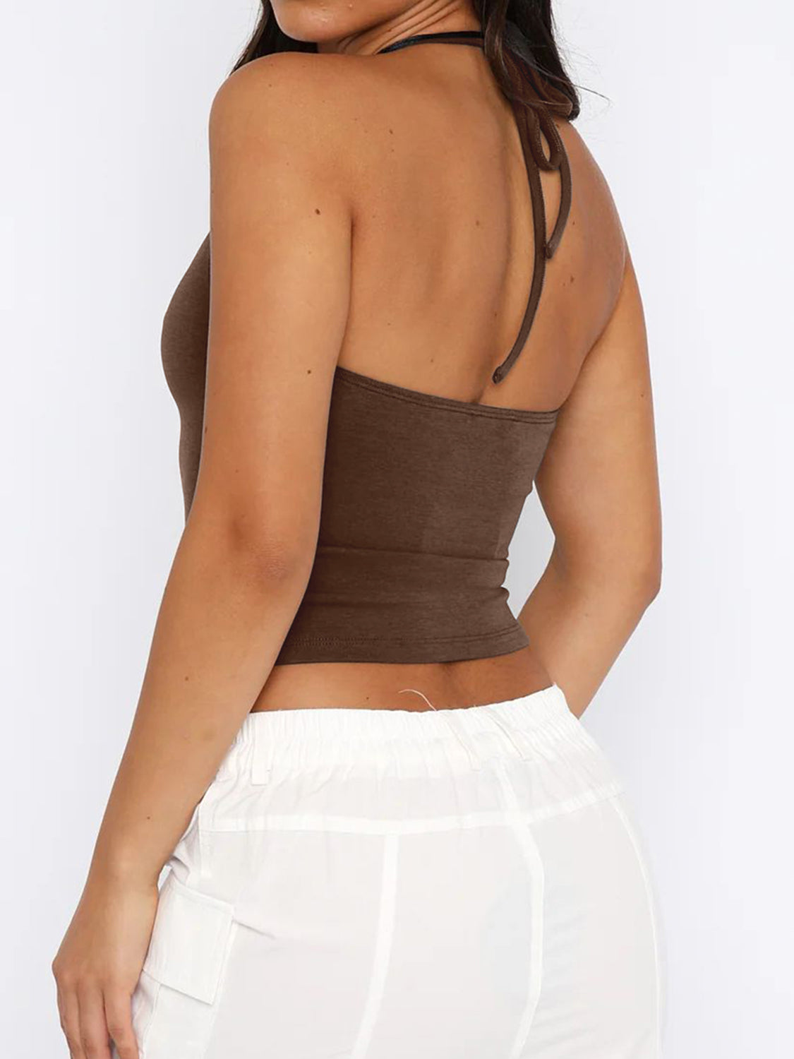 Lace detail halter neck cami.