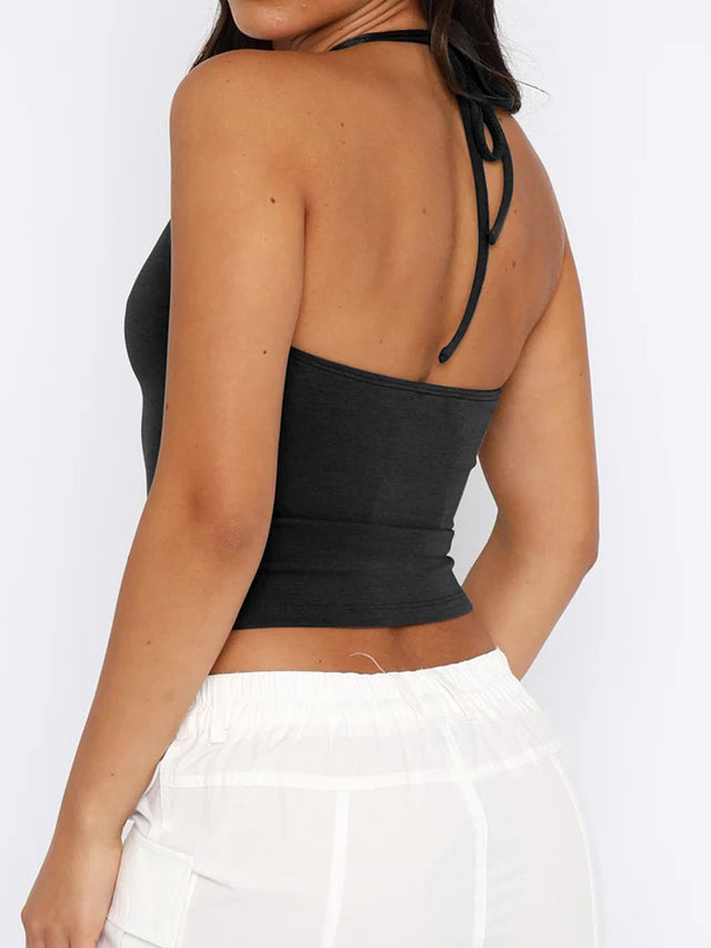 Lace detail halter neck cami.