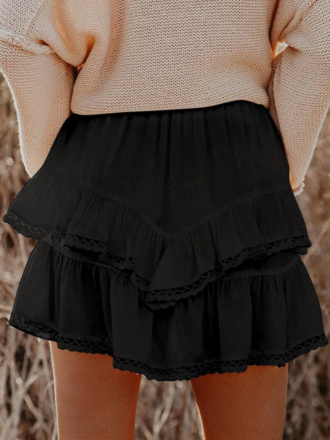 Lovelet Lace Detail Layered Skirt.