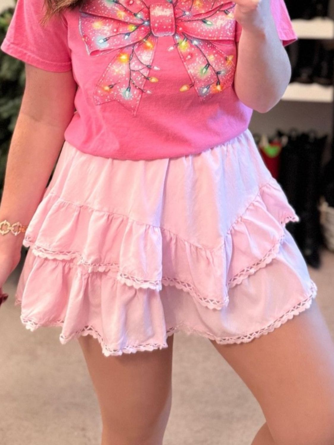 Lovelet Lace Detail Layered Skirt.