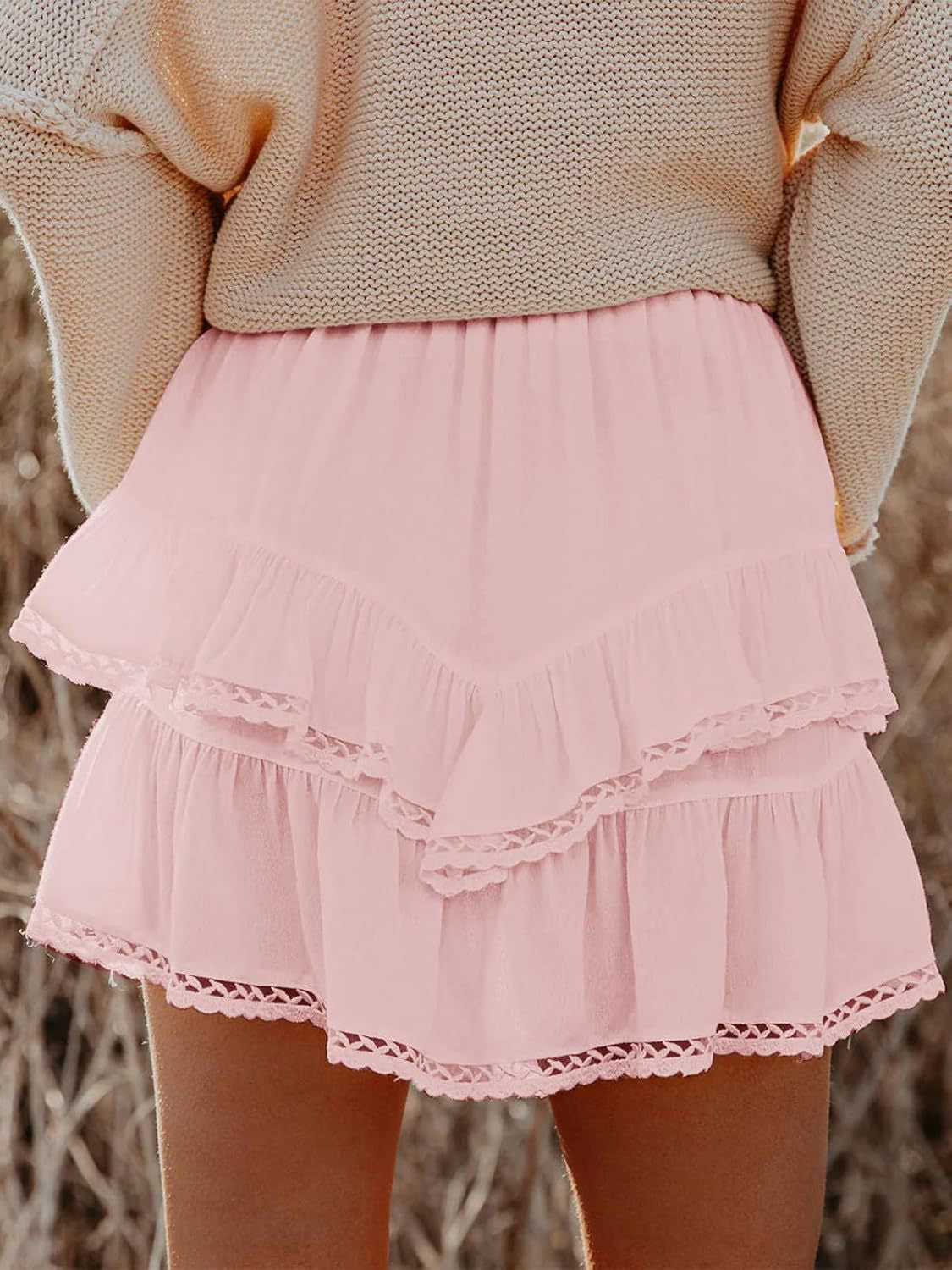 Lovelet Lace Detail Layered Skirt.