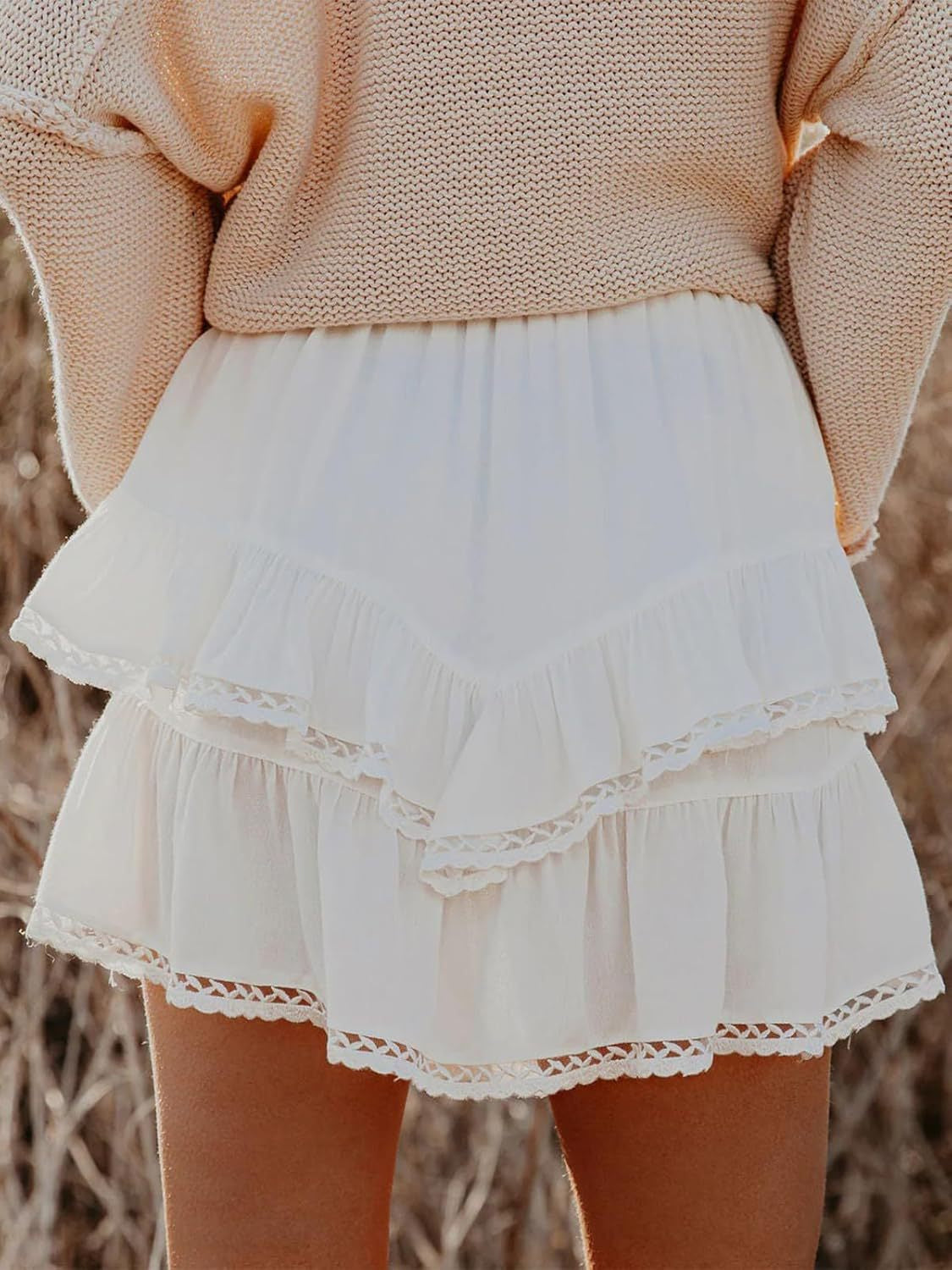 Lovelet Lace Detail Layered Skirt.