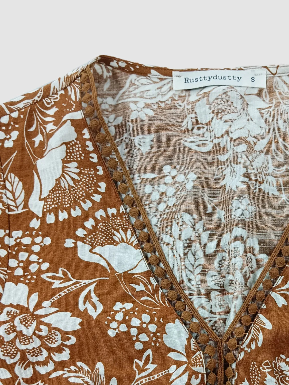 Lace Detail Printed Short Sleeve Midi Dress.