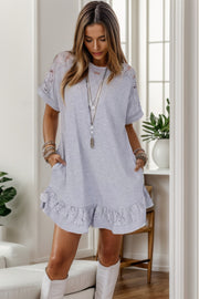 Lace Detail Round Neck Short Sleeve Dress.