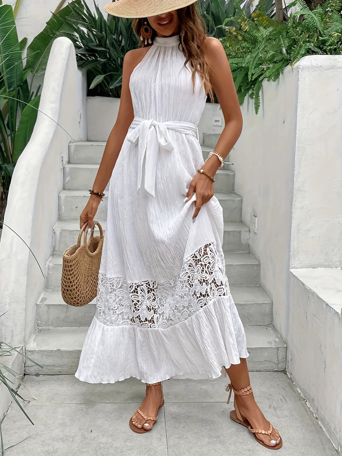 Lace Detail Sleeveless Maxi Cami Dress.