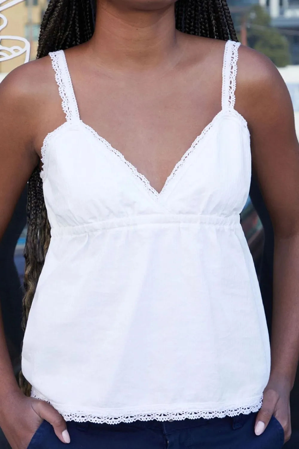 Lace detail V-neck cami.