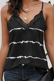 Shiny lace detail V-neck cami.