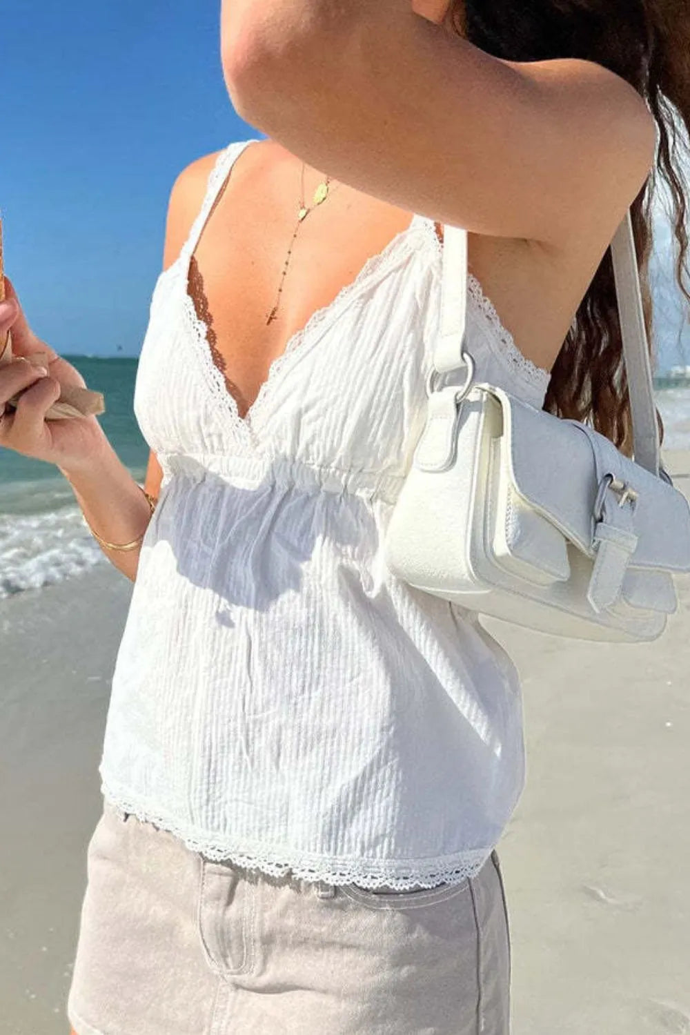 Lace detail V-neck cami.