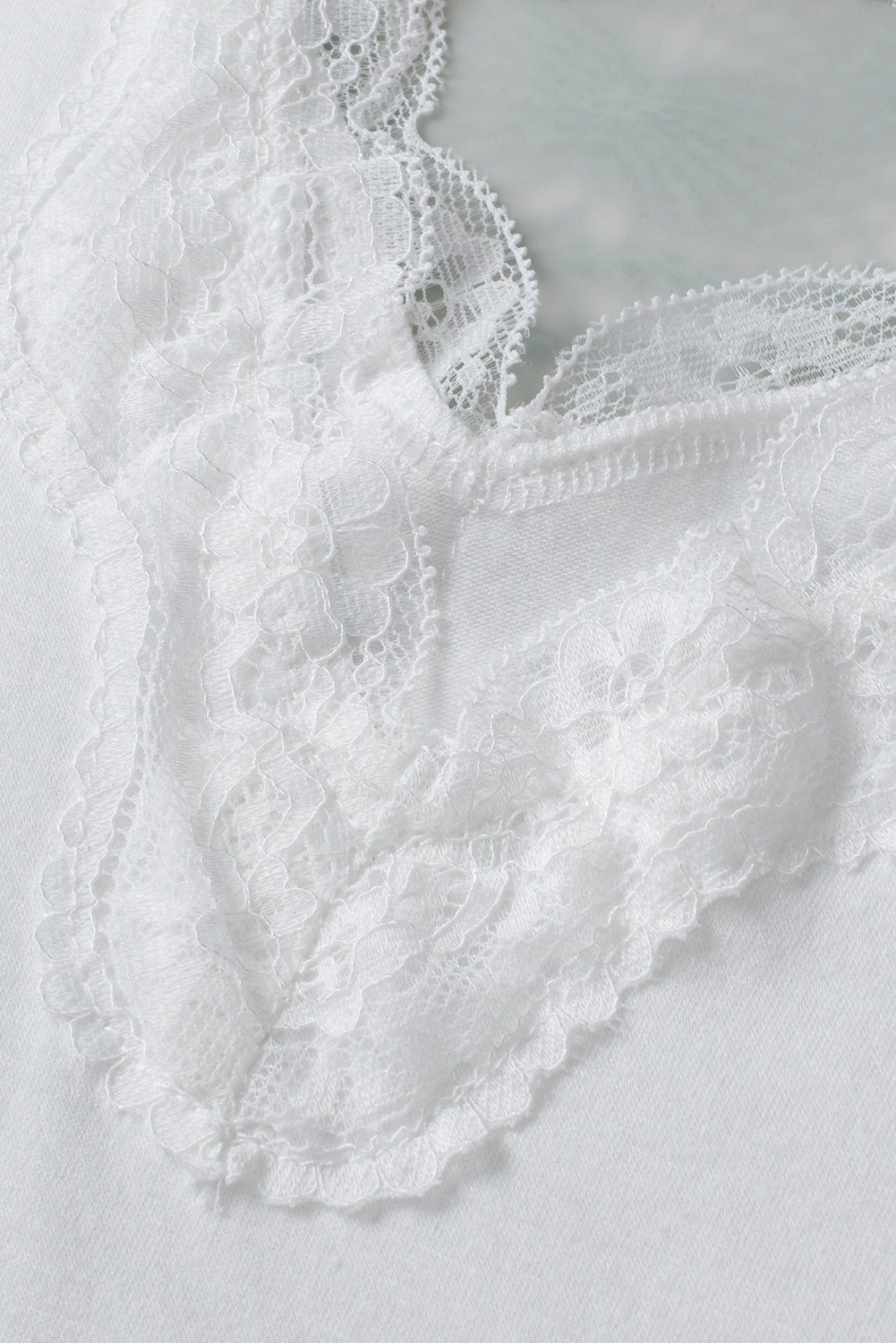 Lace detail V-neck tank, opaque.