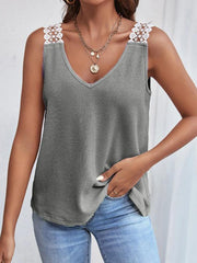 Full size lace detail V-neck tank top.