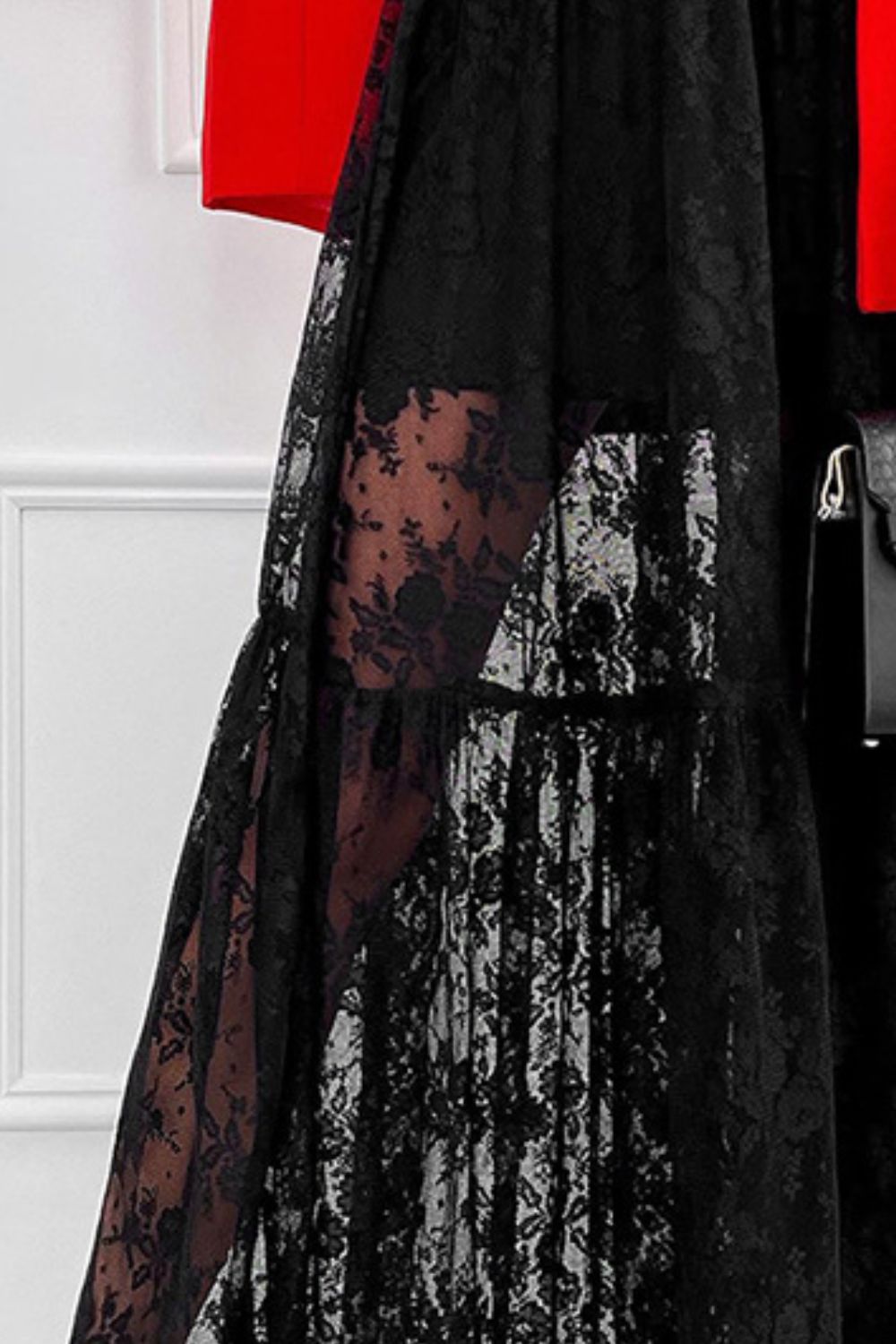 Lace Elastic Waist Maxi Skirt.