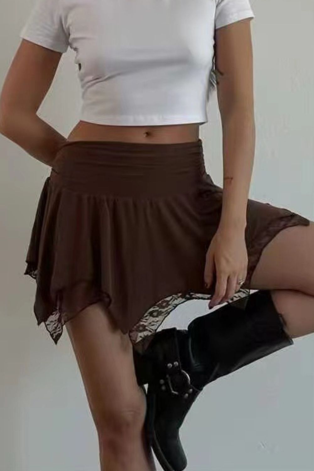Lace Mini Skirt.