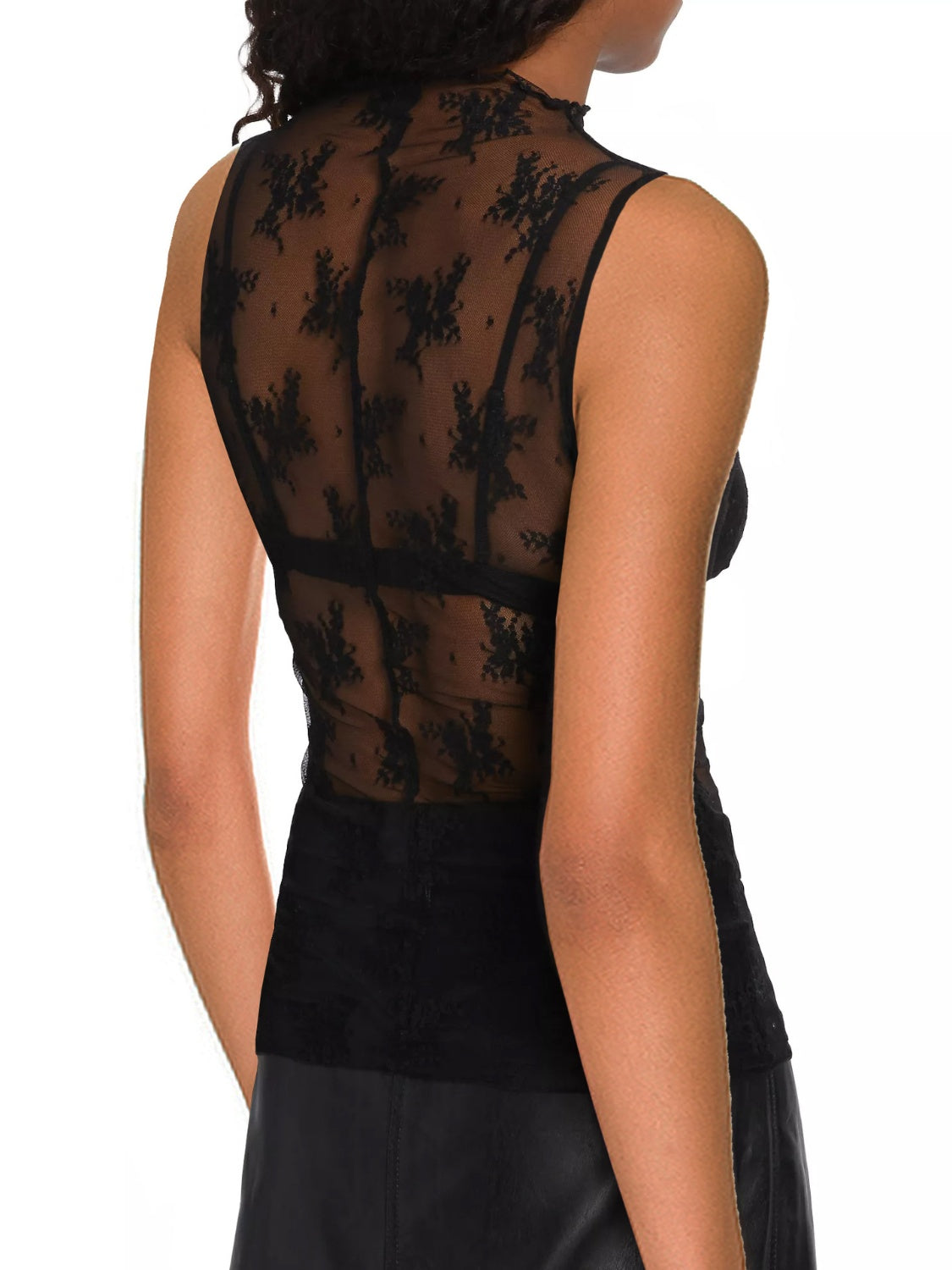 Lace mock neck top.