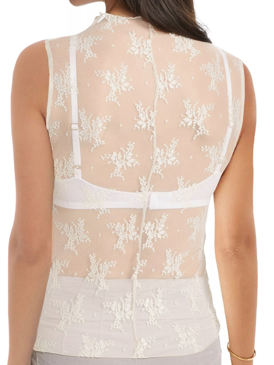 Lace mock neck top.