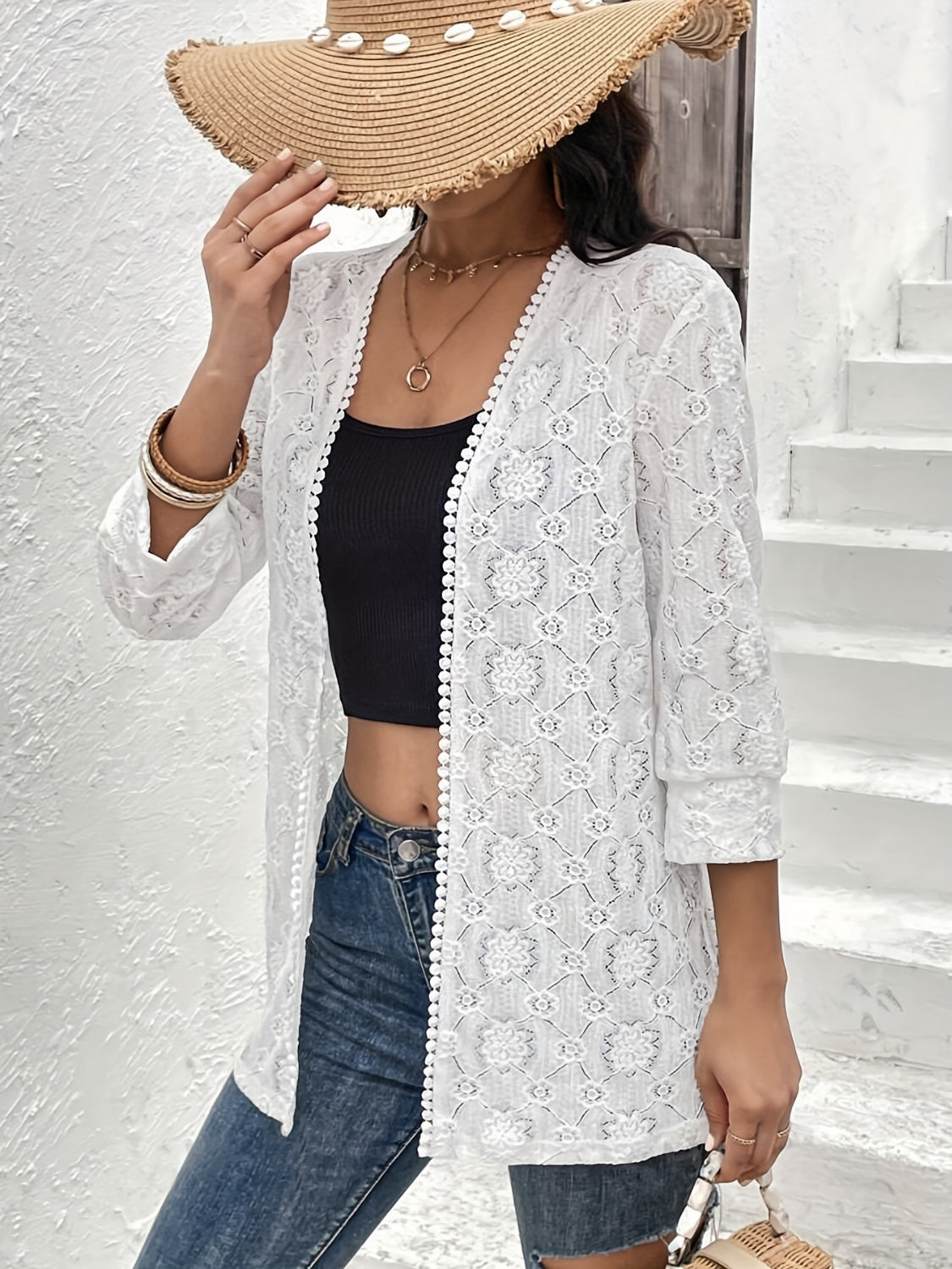 Lace open front cover up.