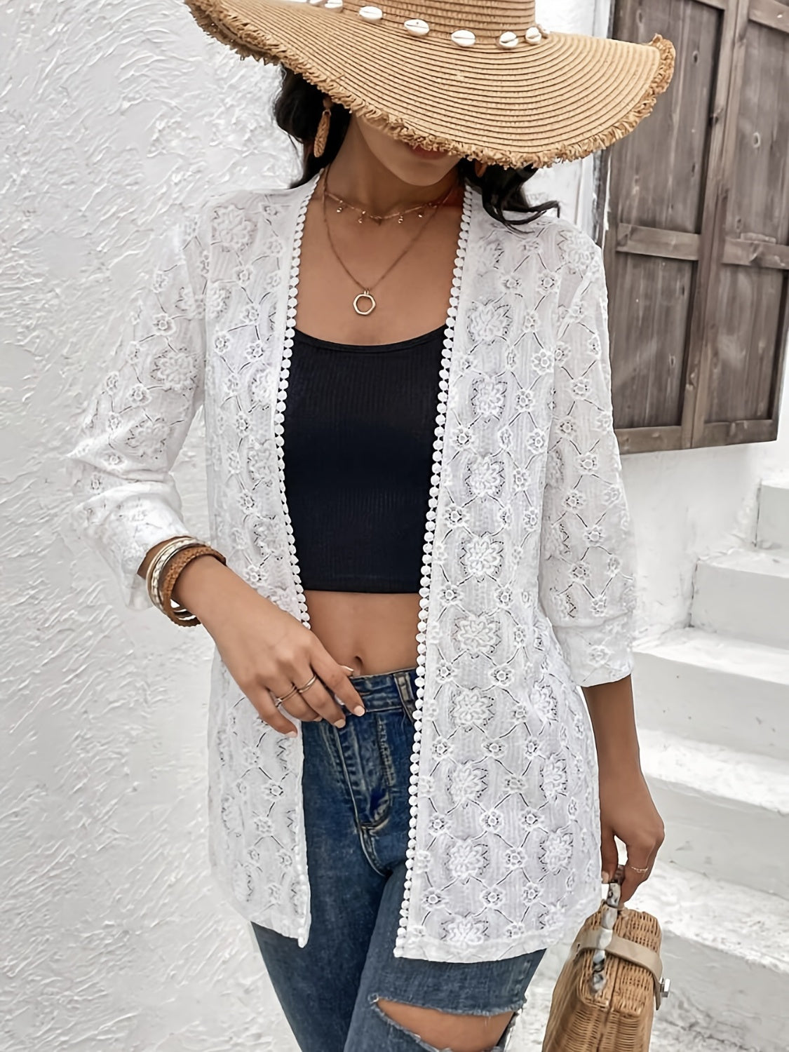 Lace open front cover up.