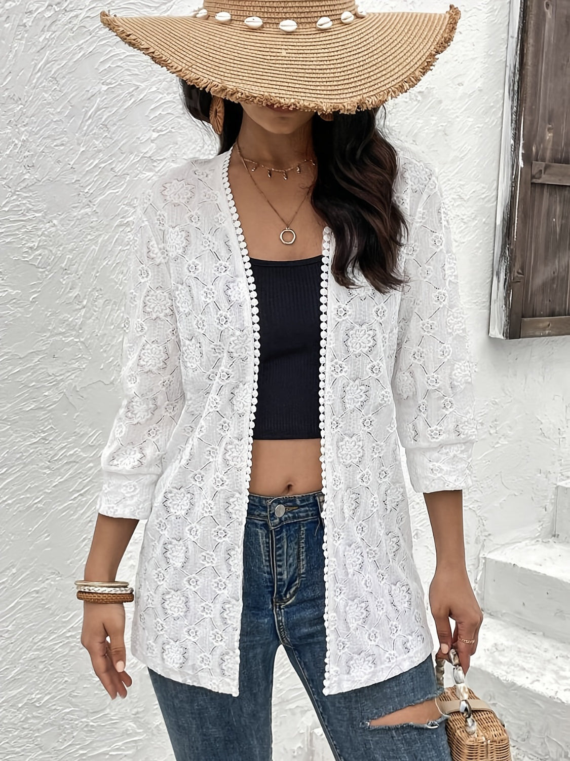Lace open front cover up.