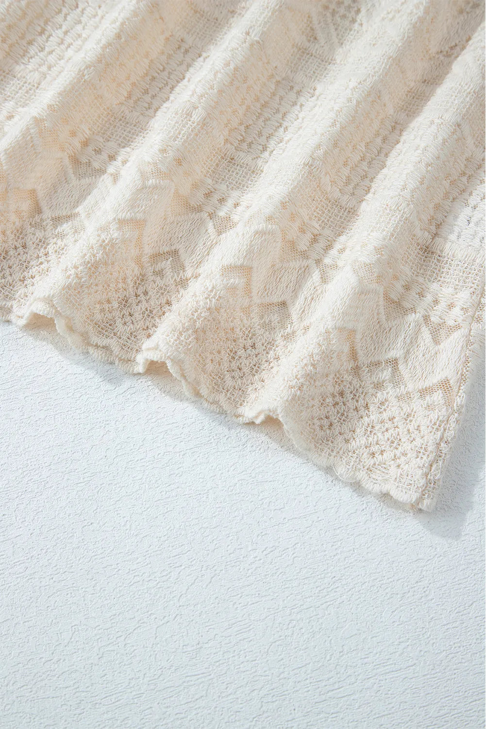 Lace Round Neck Long Sleeve Blouse.