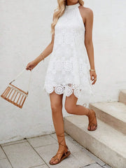 Lace Sleeveless Mini Cami Dress with Side Zip.