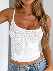 Lace square neck cami with cutout.