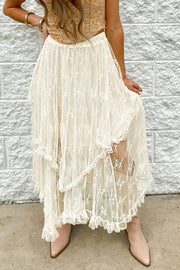 Lace Tiered Midi Skirt.
