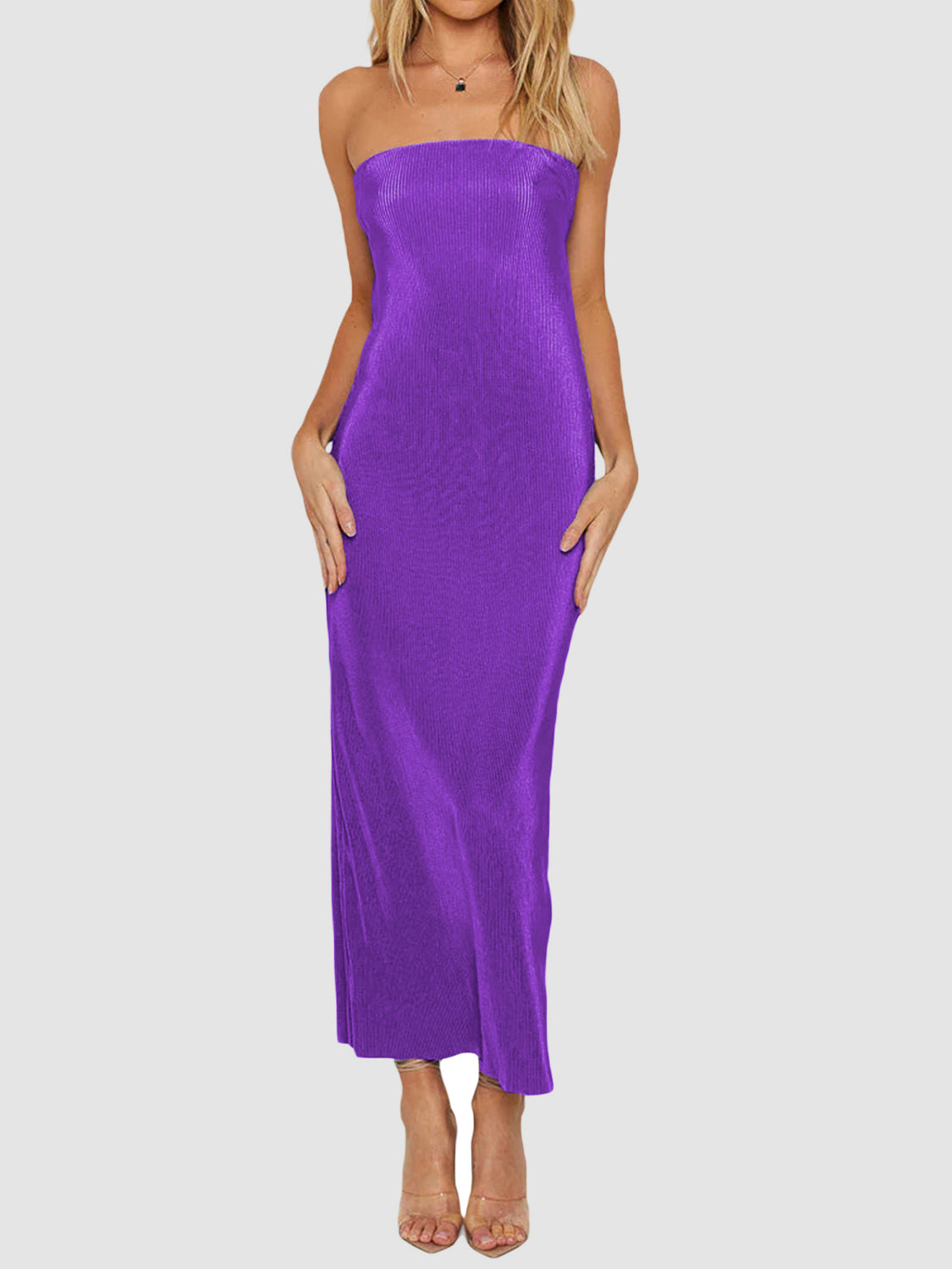 Lace-Up Back Tube Maxi Dress.