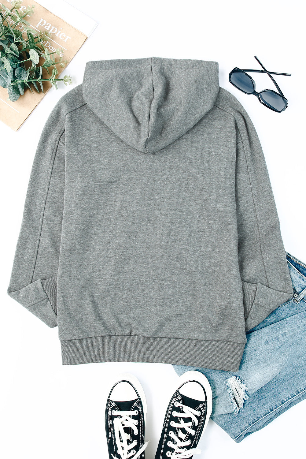 Lace up dropped shoulder hoodie.