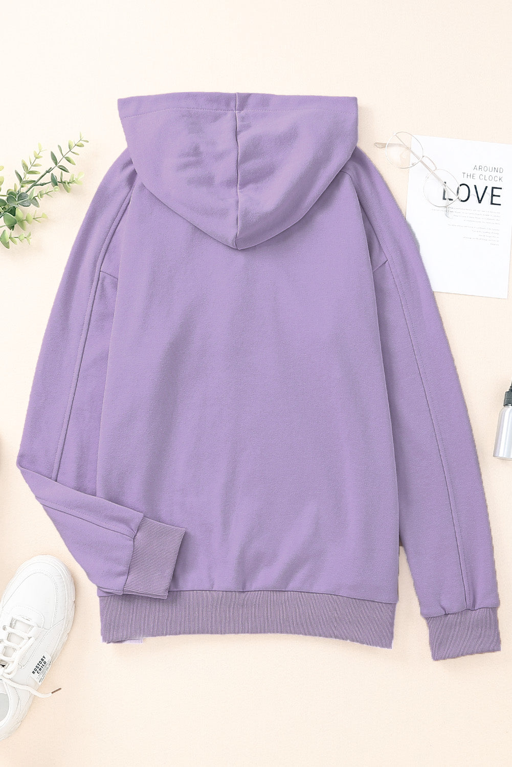 Lace up dropped shoulder hoodie.