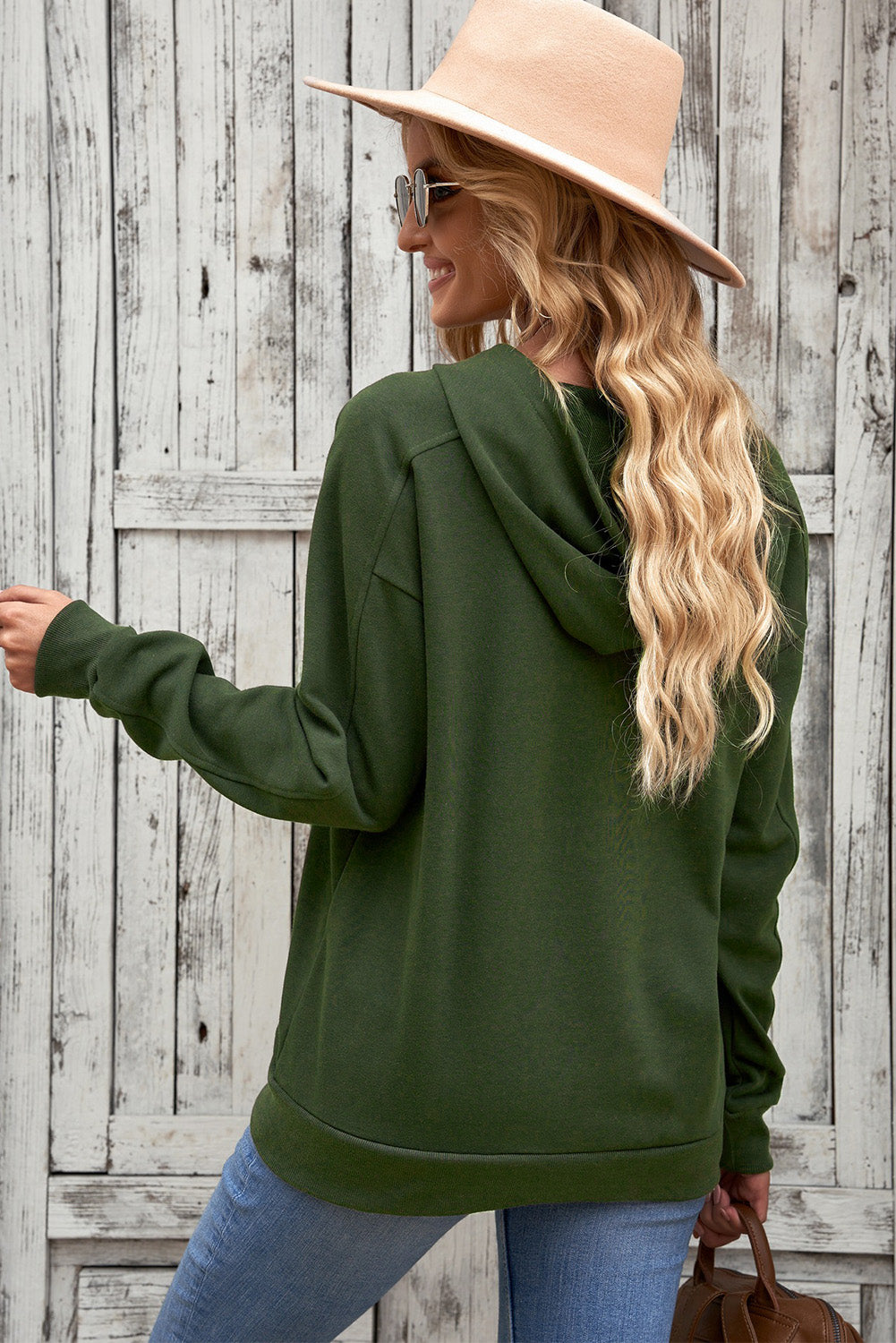 Lace up dropped shoulder hoodie.