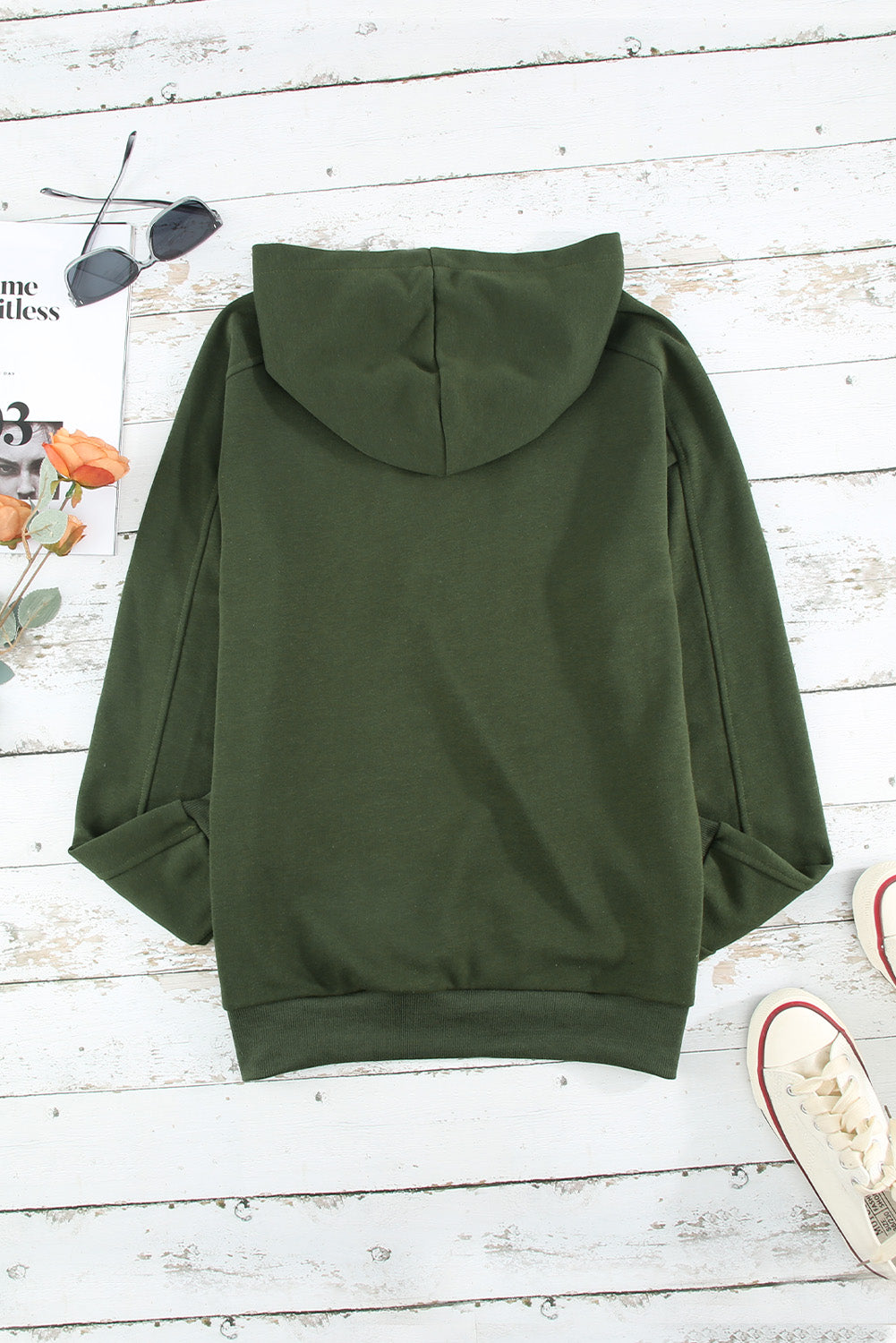 Lace up dropped shoulder hoodie.