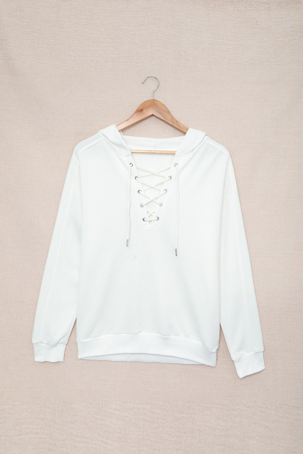 Lace up long sleeve hoodie.