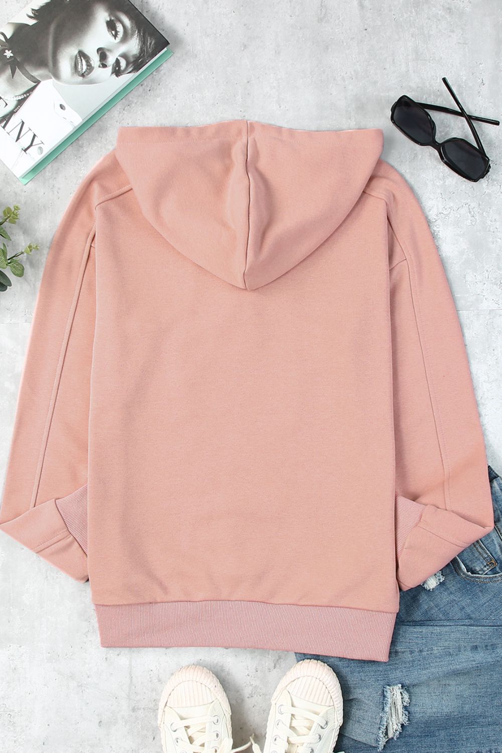 Lace up long sleeve hoodie.