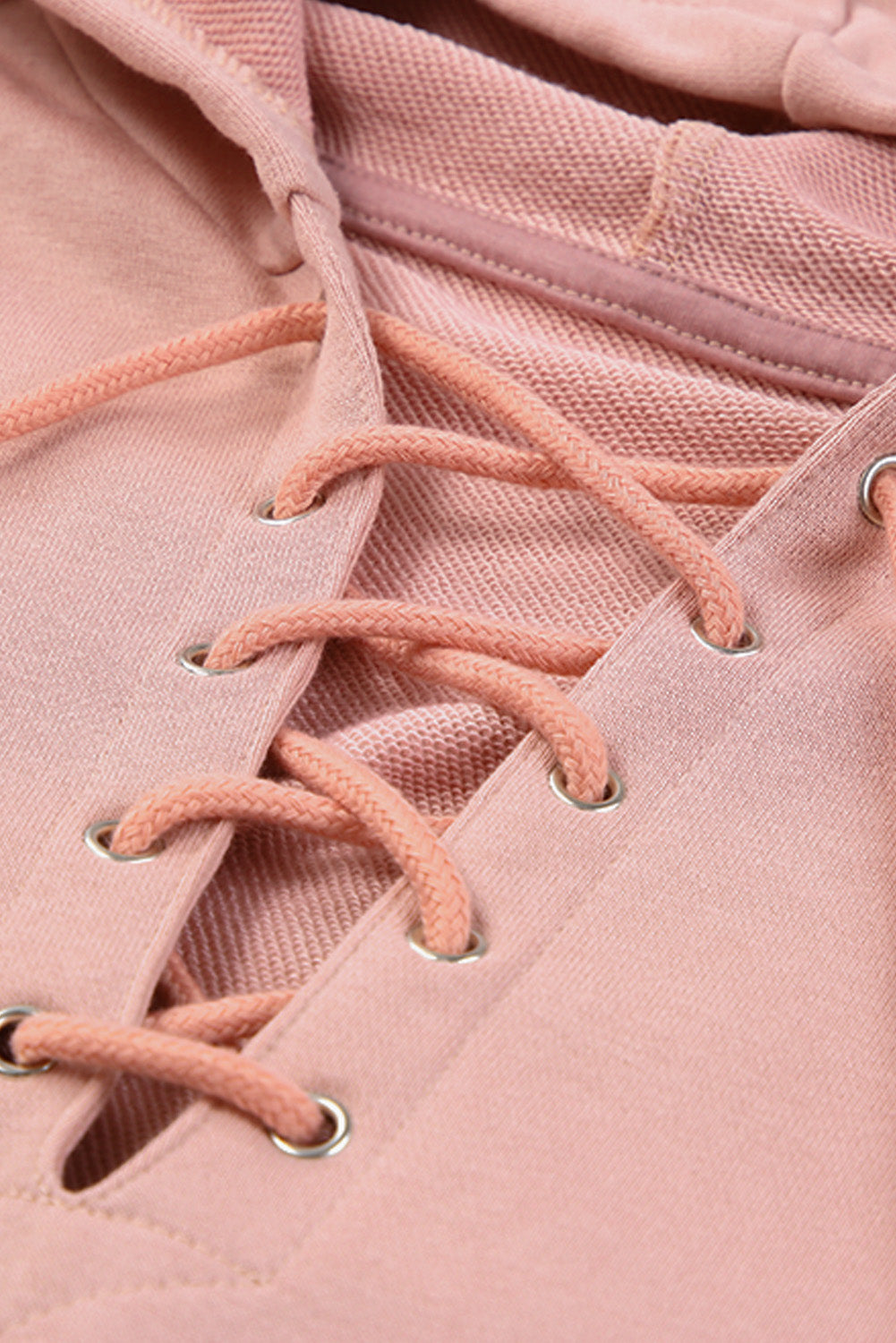 Lace up long sleeve hoodie.