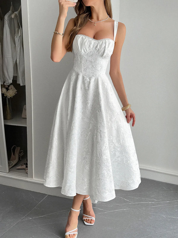 Lace-Up Sleeveless Midi Dress.