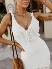 Lace Up Sleeveless Sweater Dress.