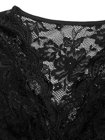 Perfee Lace V-Neck Cap Sleeve Bodysuit.