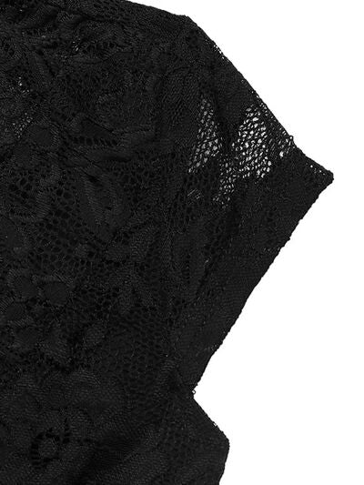 Perfee Lace V-Neck Cap Sleeve Bodysuit.