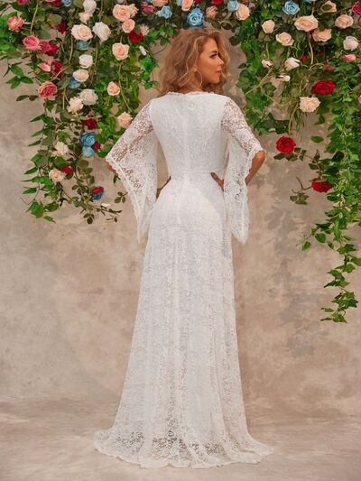 Lace V-Neck Floor length Dress.
