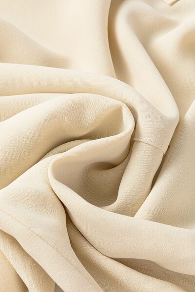 Lantern Sleeve Notched V Neck Ruched Blouse.
