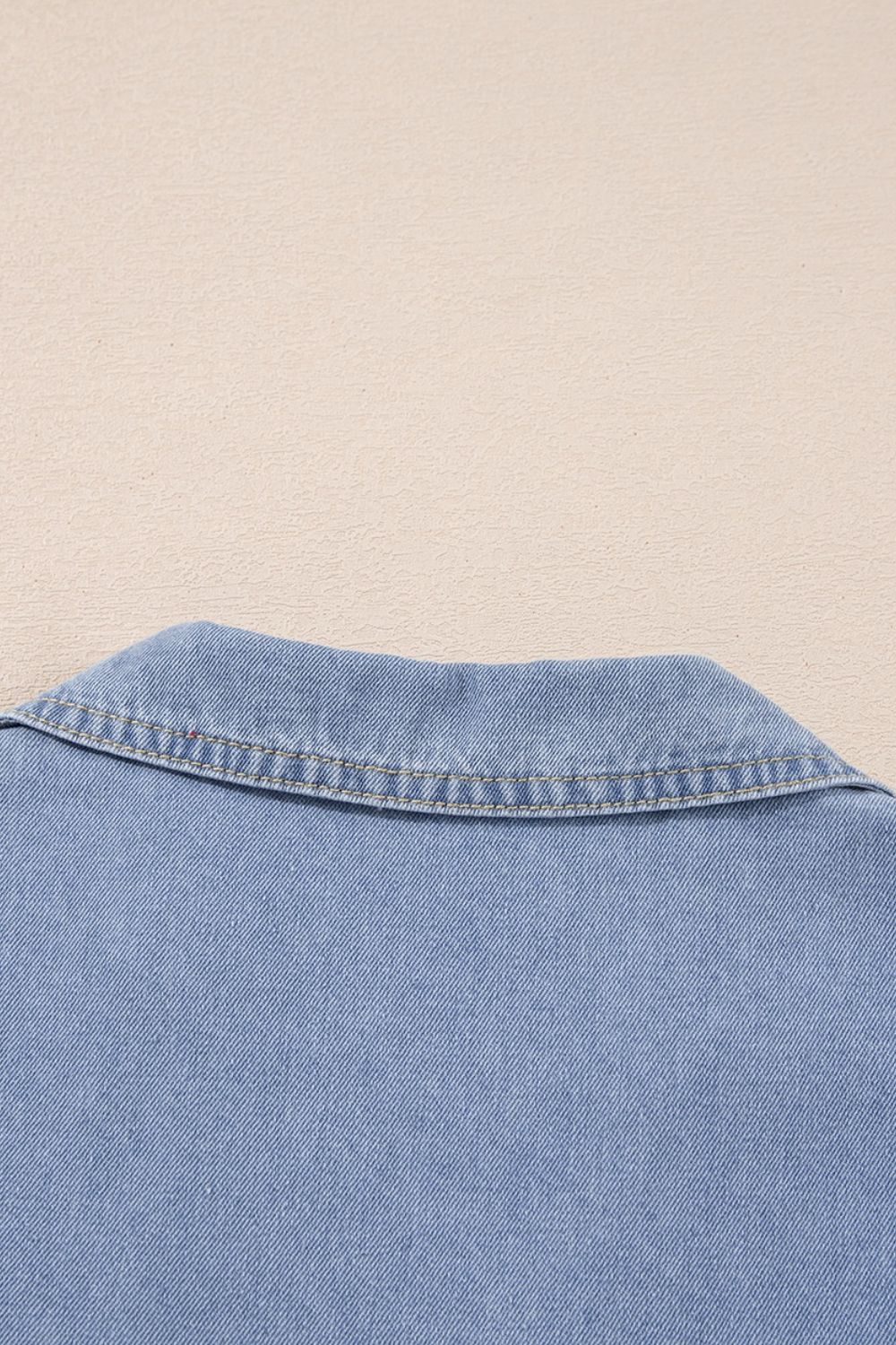 Lapel Neck Cap Sleeve Denim Babydoll Dress.