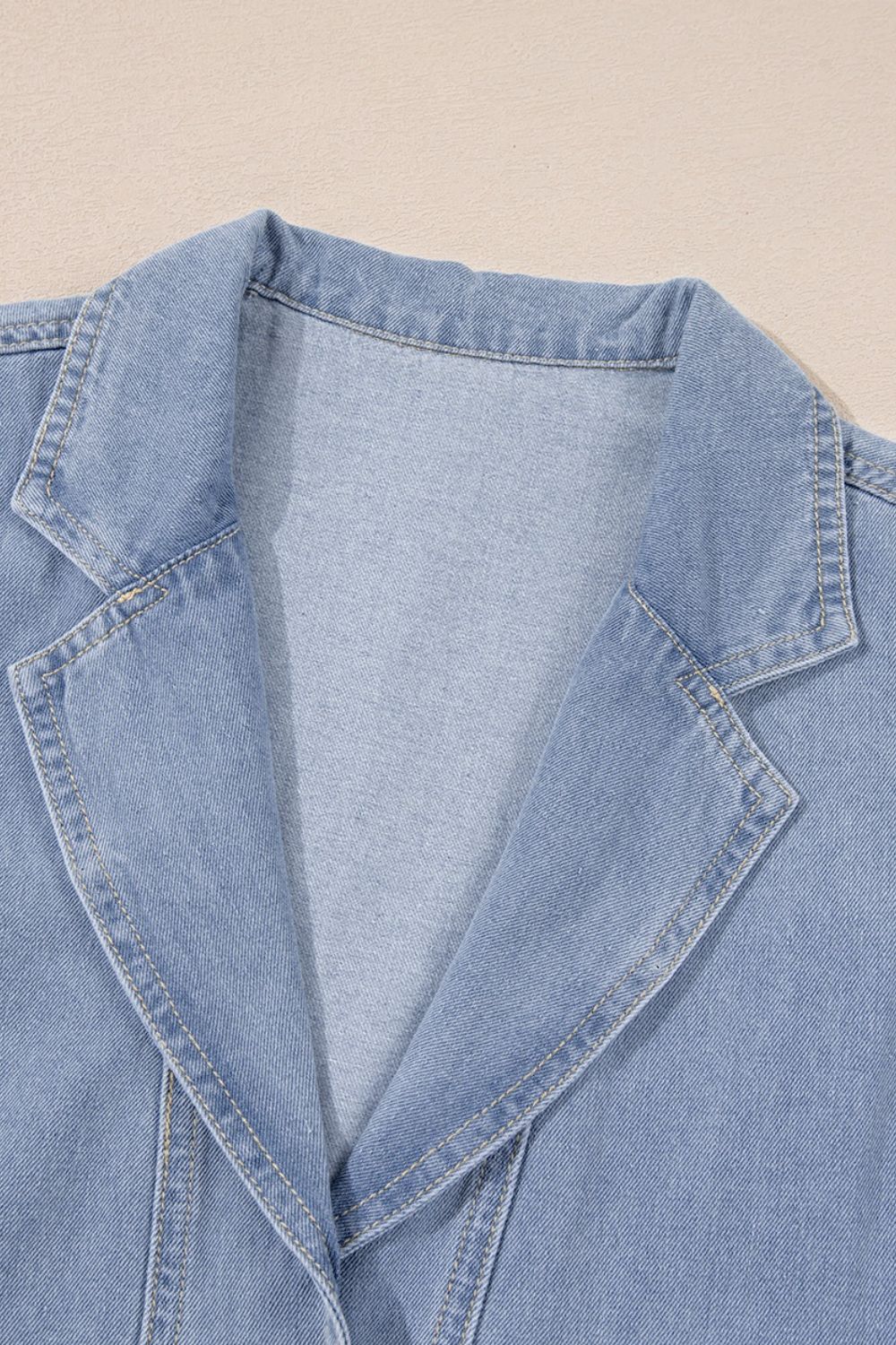 Lapel Neck Cap Sleeve Denim Babydoll Dress.