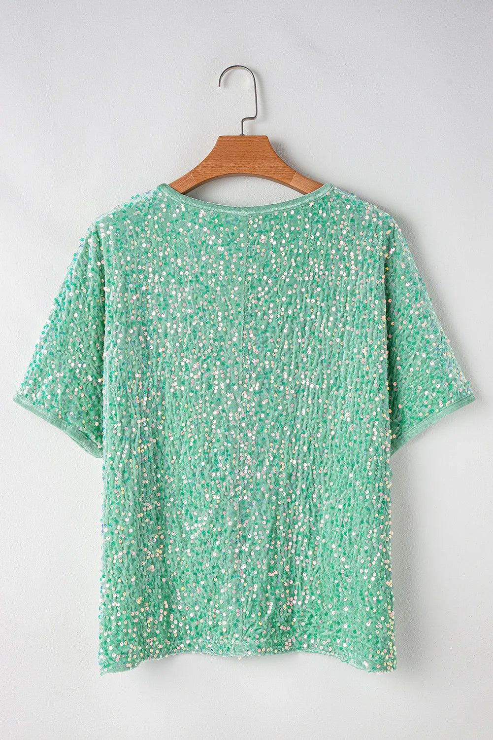 Layered Sequin V-Neck Half Sleeve Top.