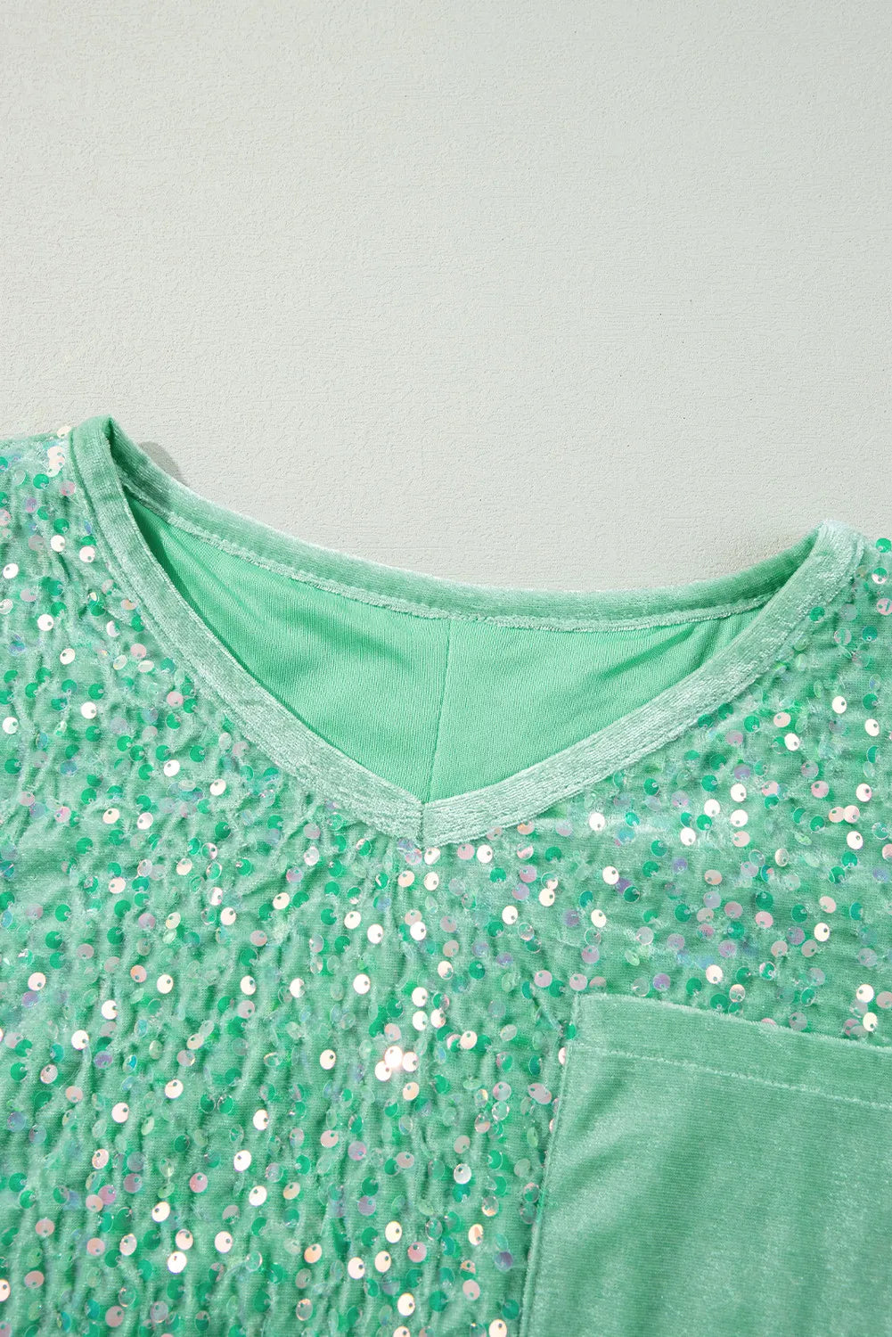 Layered Sequin V-Neck Half Sleeve Top.