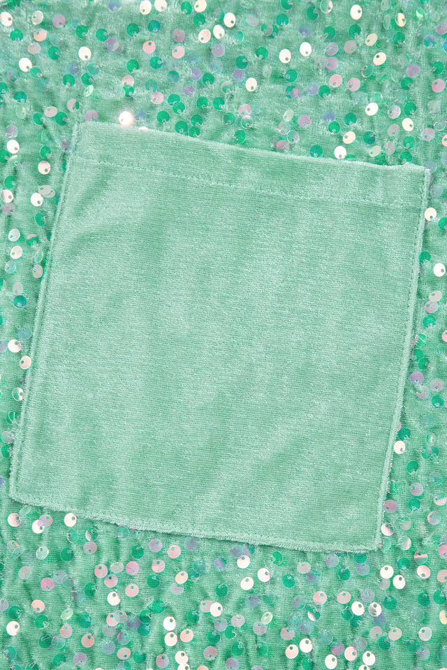Layered Sequin V-Neck Half Sleeve Top.