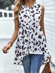 Devine Leopard High-Low Sleeveless Shirt.
