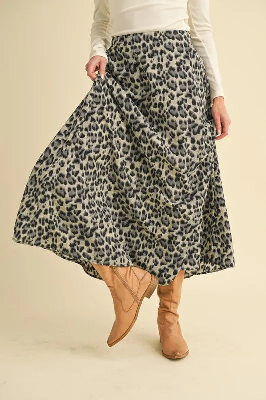 Aemi Co Leopard Midi Skirt.